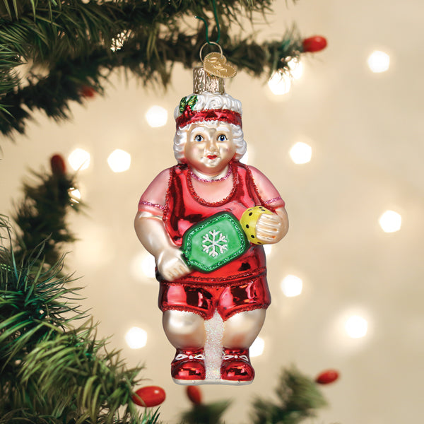 Pickleball Mrs. Claus Ornament Old World Christmas