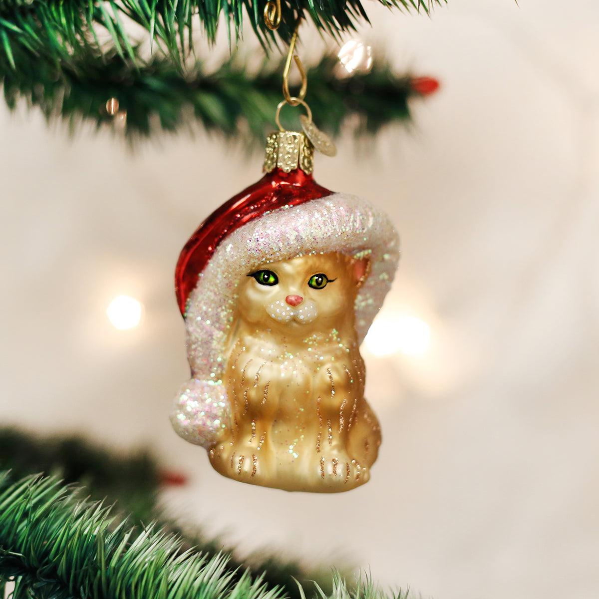 Santa's Kitten Ornament Old World Christmas
