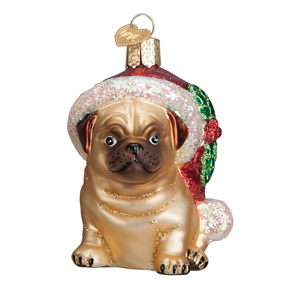 Holly Hat Pug Ornament Old World Christmas