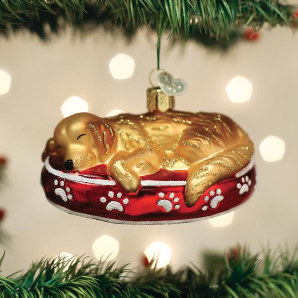 Sleepy Golden Retriever Ornament Old World Christmas