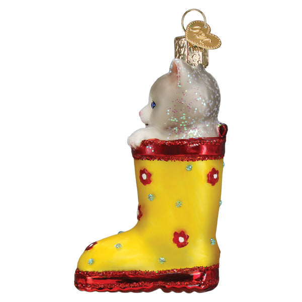 Kitten In Rain Boot Ornament Old World Christmas