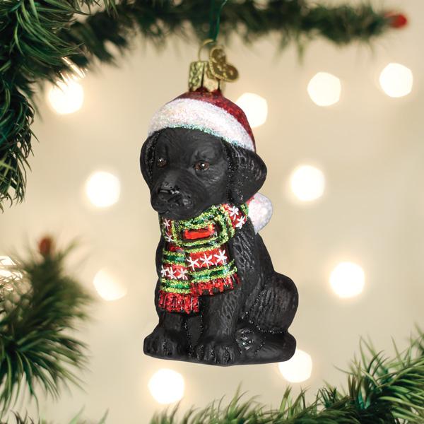 Holiday Black Labrador Puppy Ornament Old World Christmas