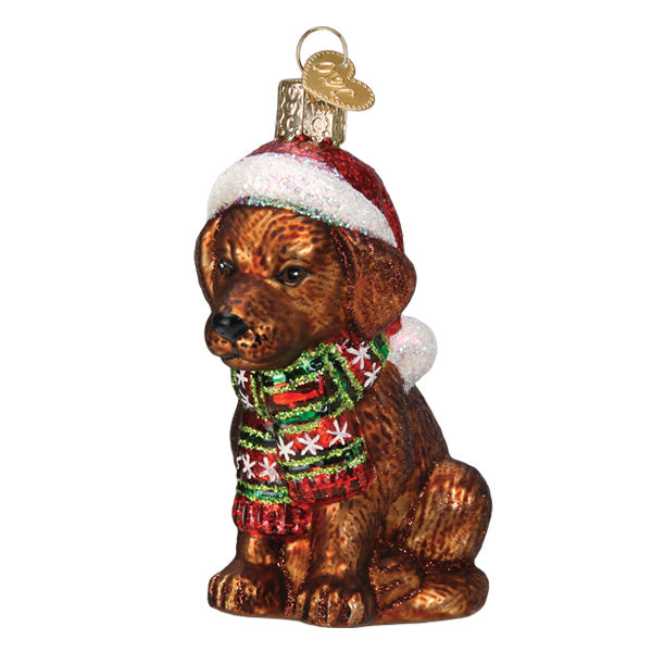 Holiday Chocolate Labrador Pup Ornament Old World Christmas