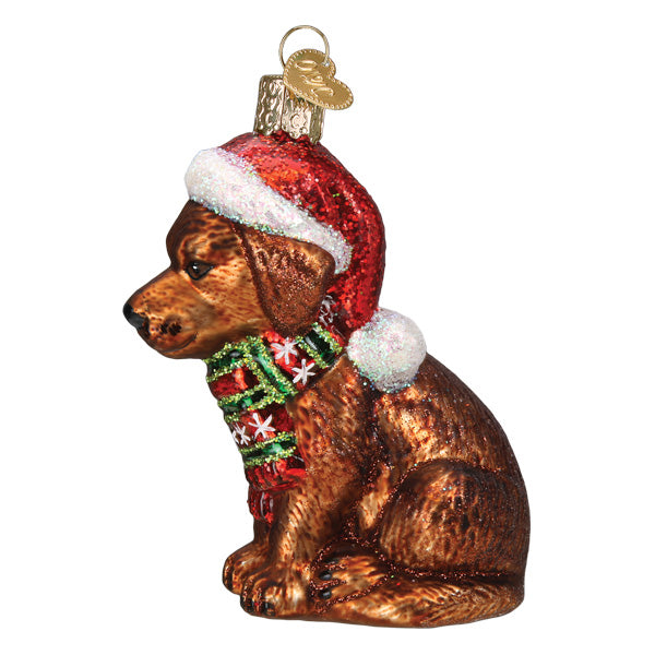 Holiday Chocolate Labrador Pup Ornament Old World Christmas