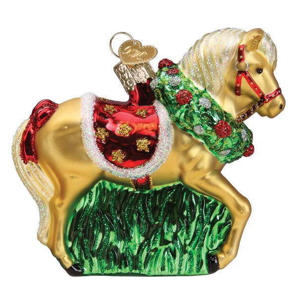 Horse With Wreath Ornament Old World Christmas