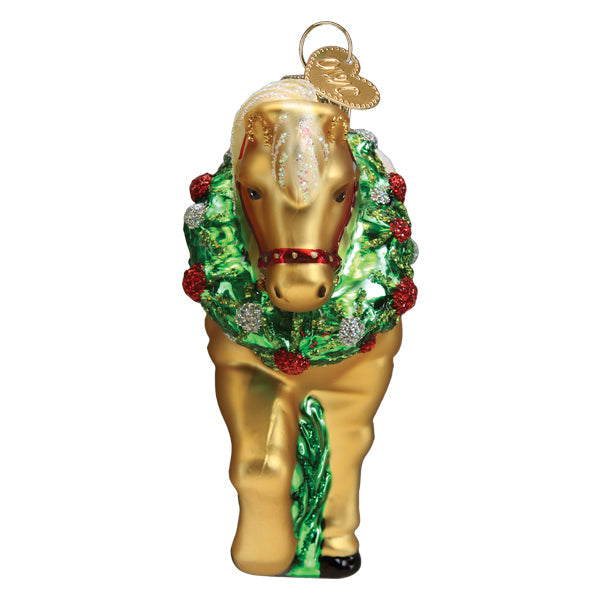 Horse With Wreath Ornament Old World Christmas