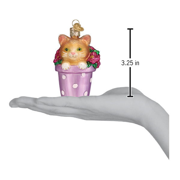 Kitten In Flower Pot Ornament Old World Christmas