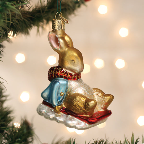Peter Rabbit On Sled Ornament Old World Christmas