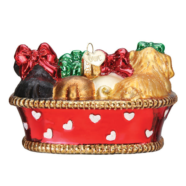 Puppies In A Basket Ornament Old World Christmas