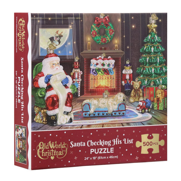 Santa Checking His List Puzzle Old World Christmas