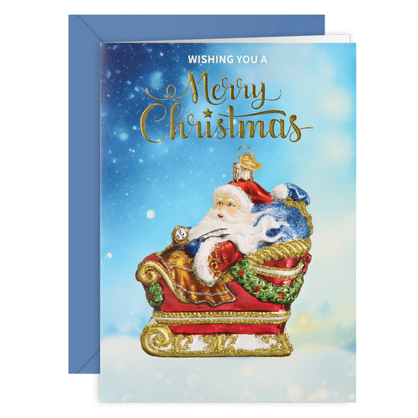 Santa In Sleigh Christmas Card Old World Christmas