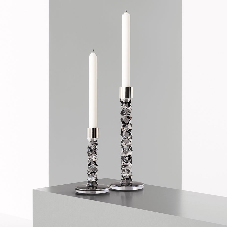 Carat Candlestick Graphite Medium - Set of 2 Orrefors