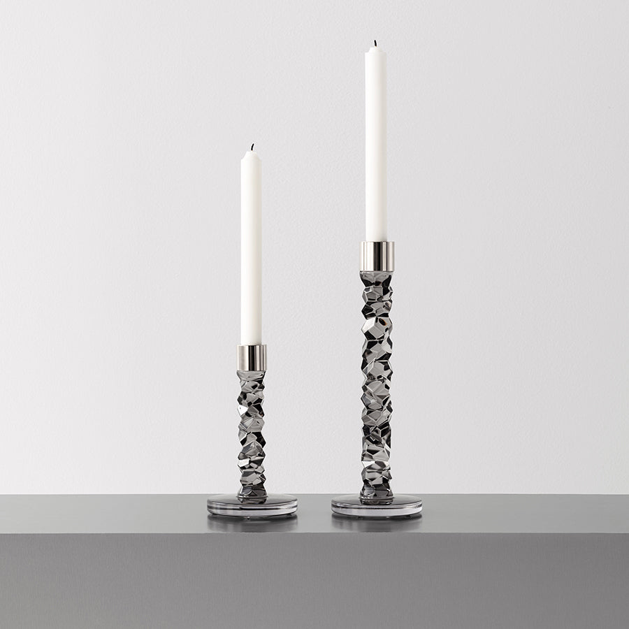 Carat Candlestick Graphite Medium - Set of 2 Orrefors