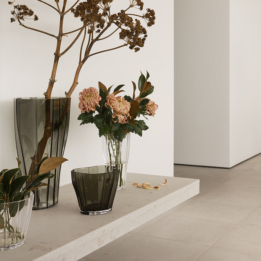 Reed Vase Clear Low Orrefors