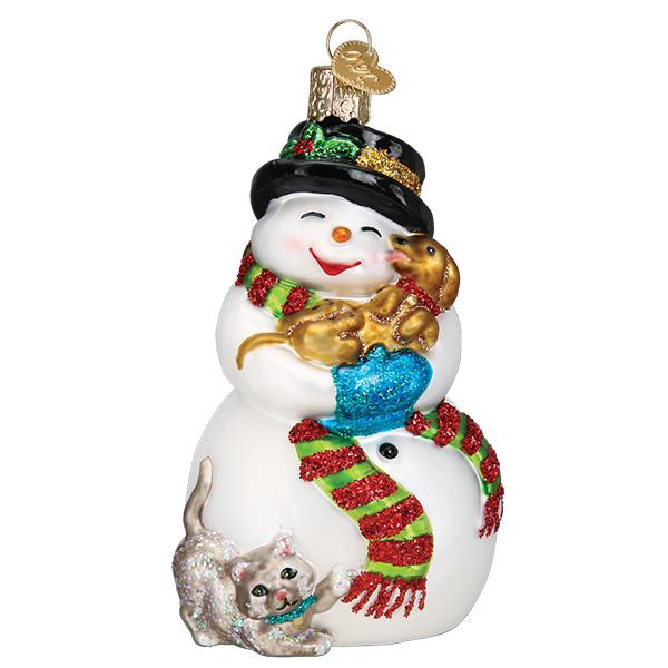 Snowman With Playful Pets Old World Christmas