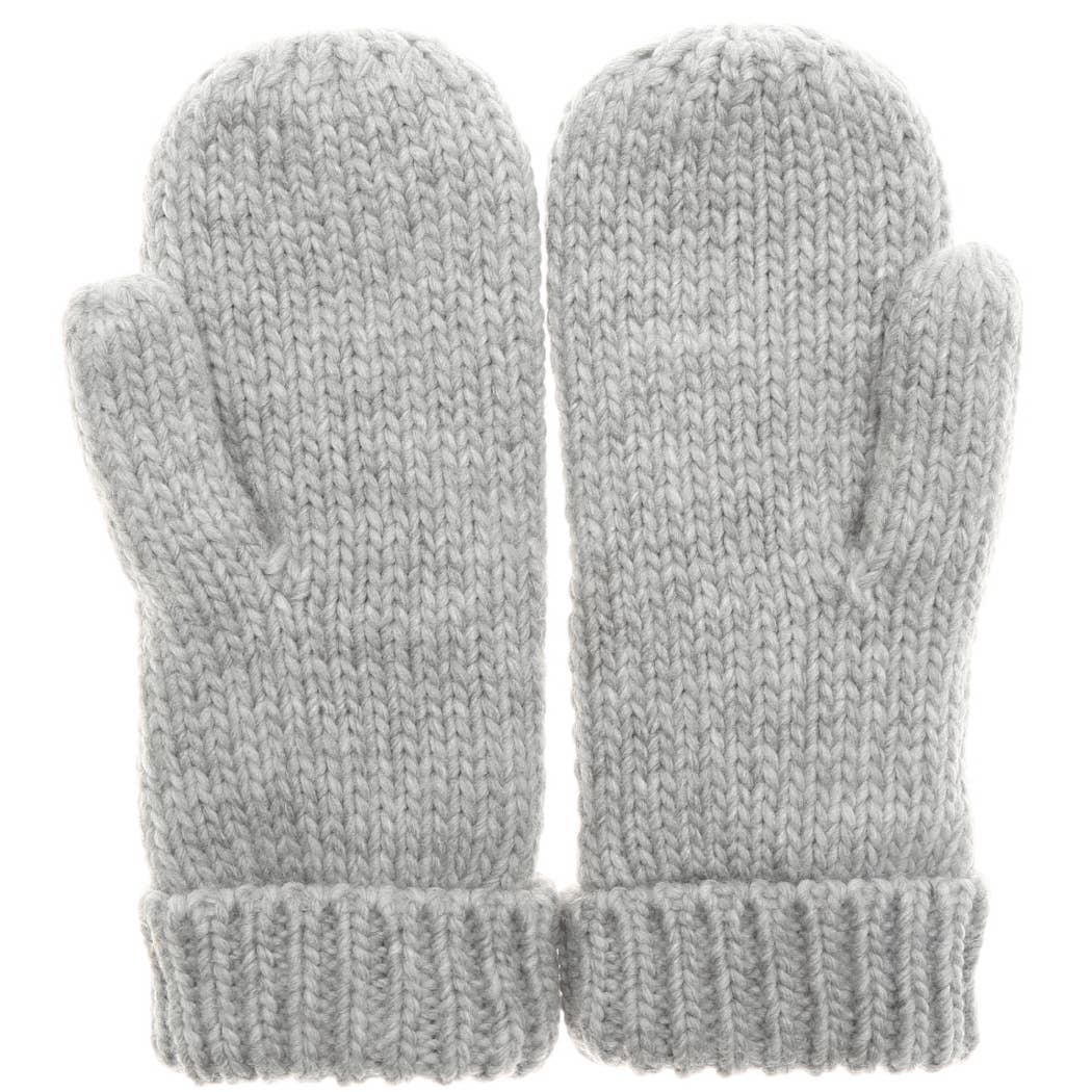 Winter Gloves Cable Knit Mittens with Fleece Lined: One Size / IVORY Fashion City