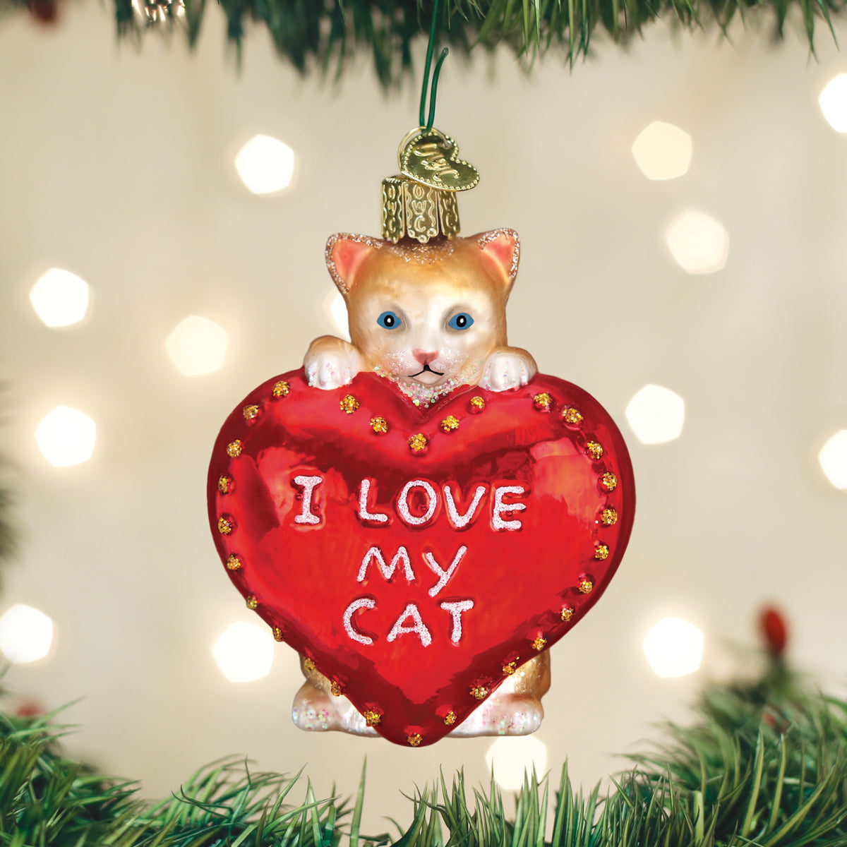 I Love My Cat Ornament Old World Christmas