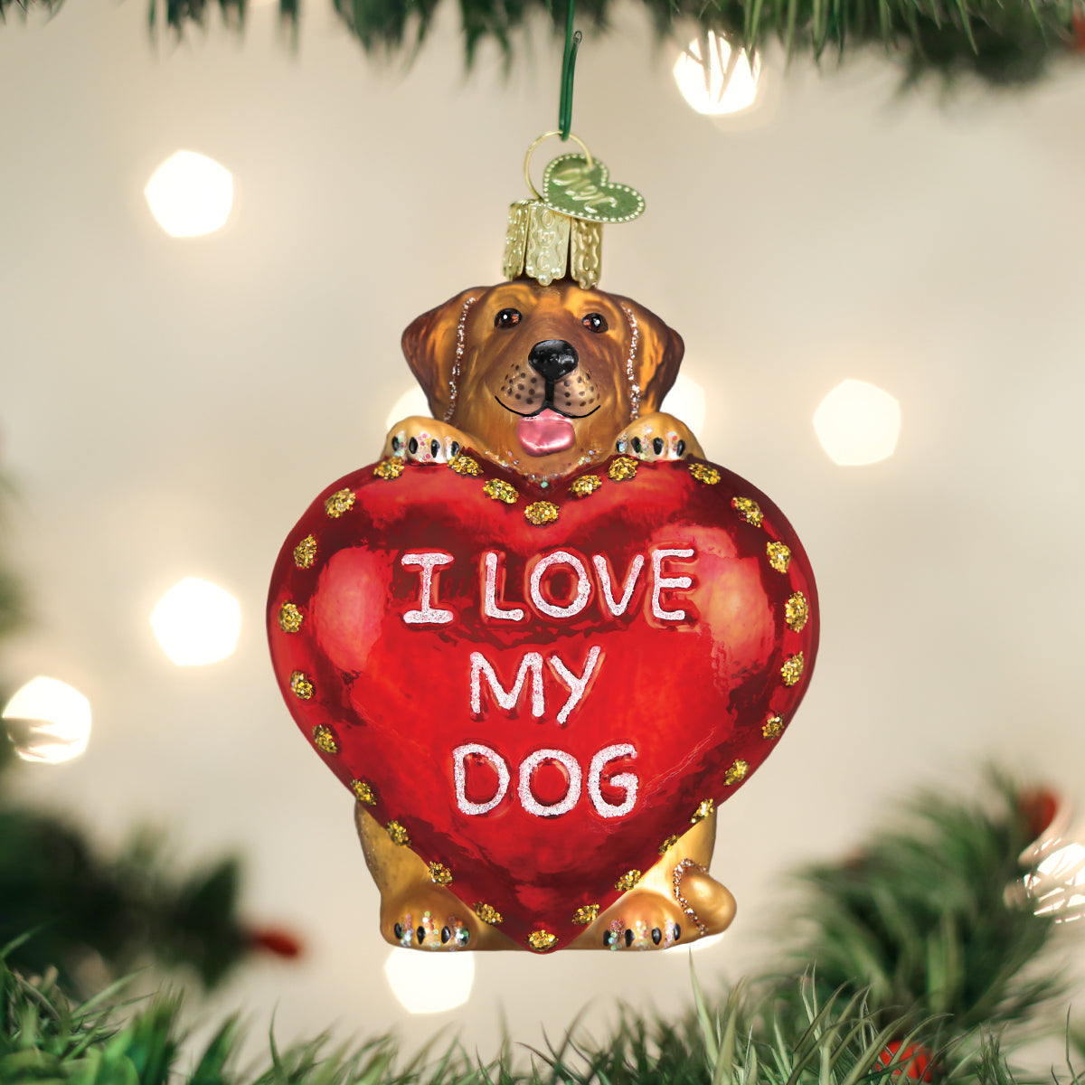I Love My Dog Ornament Old World Christmas