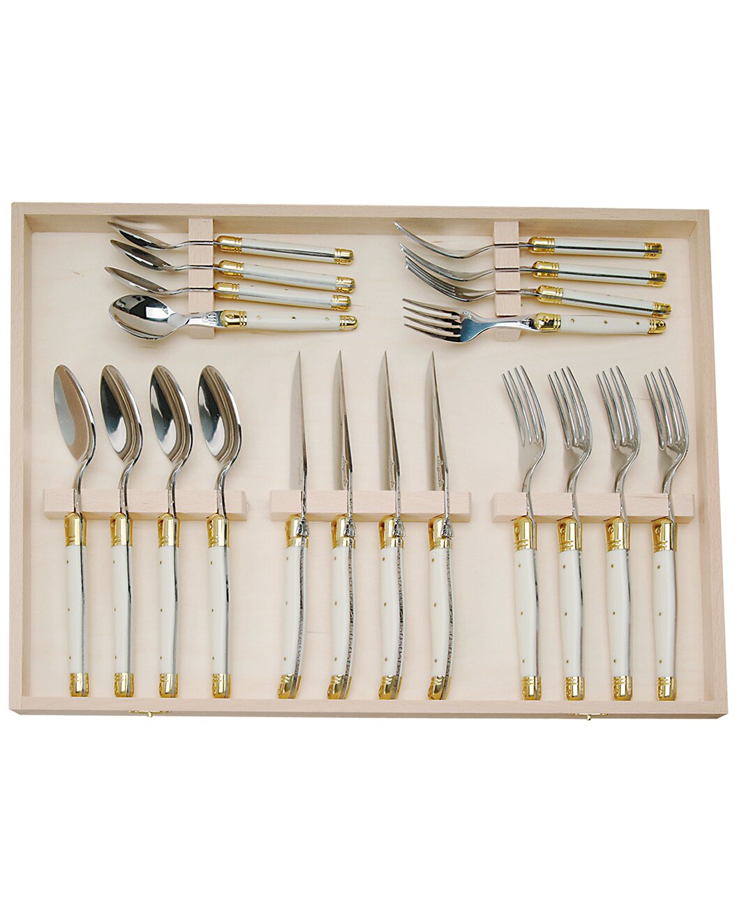 Jean Dubost 20 Pc Flatware Set with Ivory in a closed box- Certified Authentic The French Farm