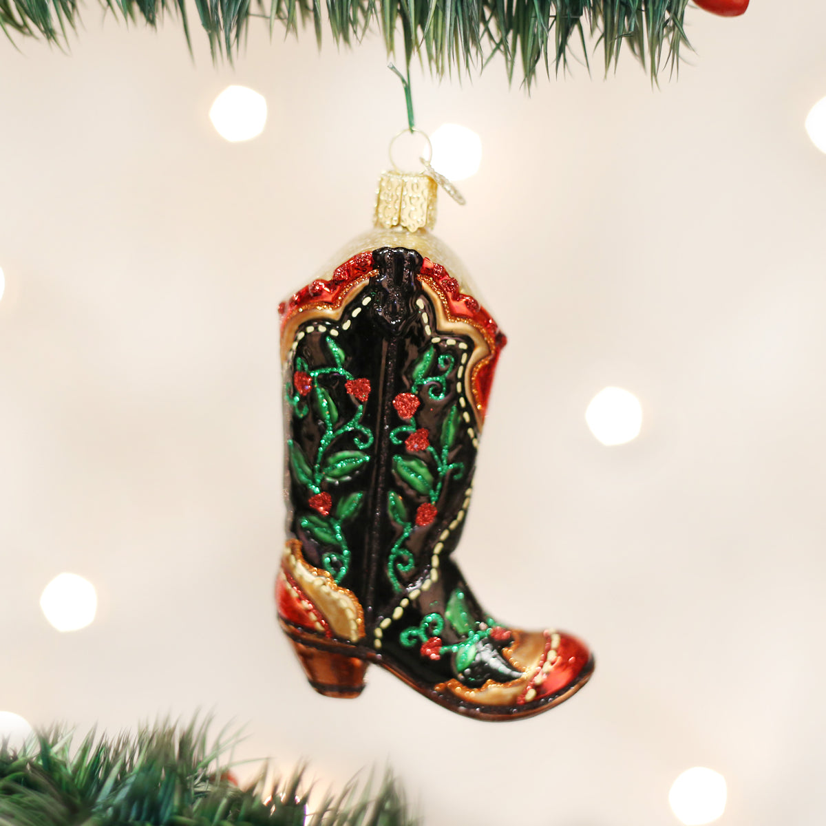 Holly Berry Cowboy Boot Old World Christmas