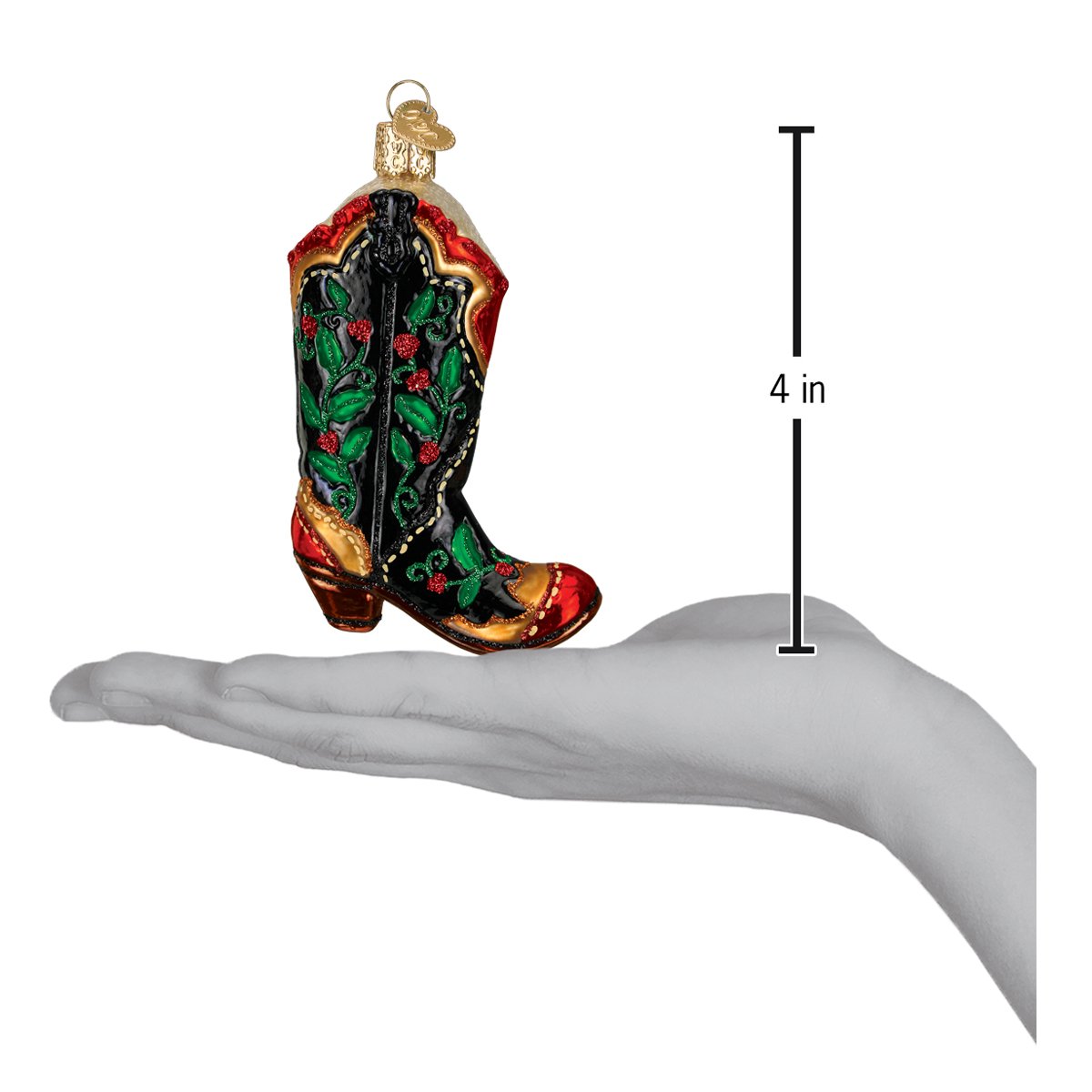 Holly Berry Cowboy Boot Old World Christmas