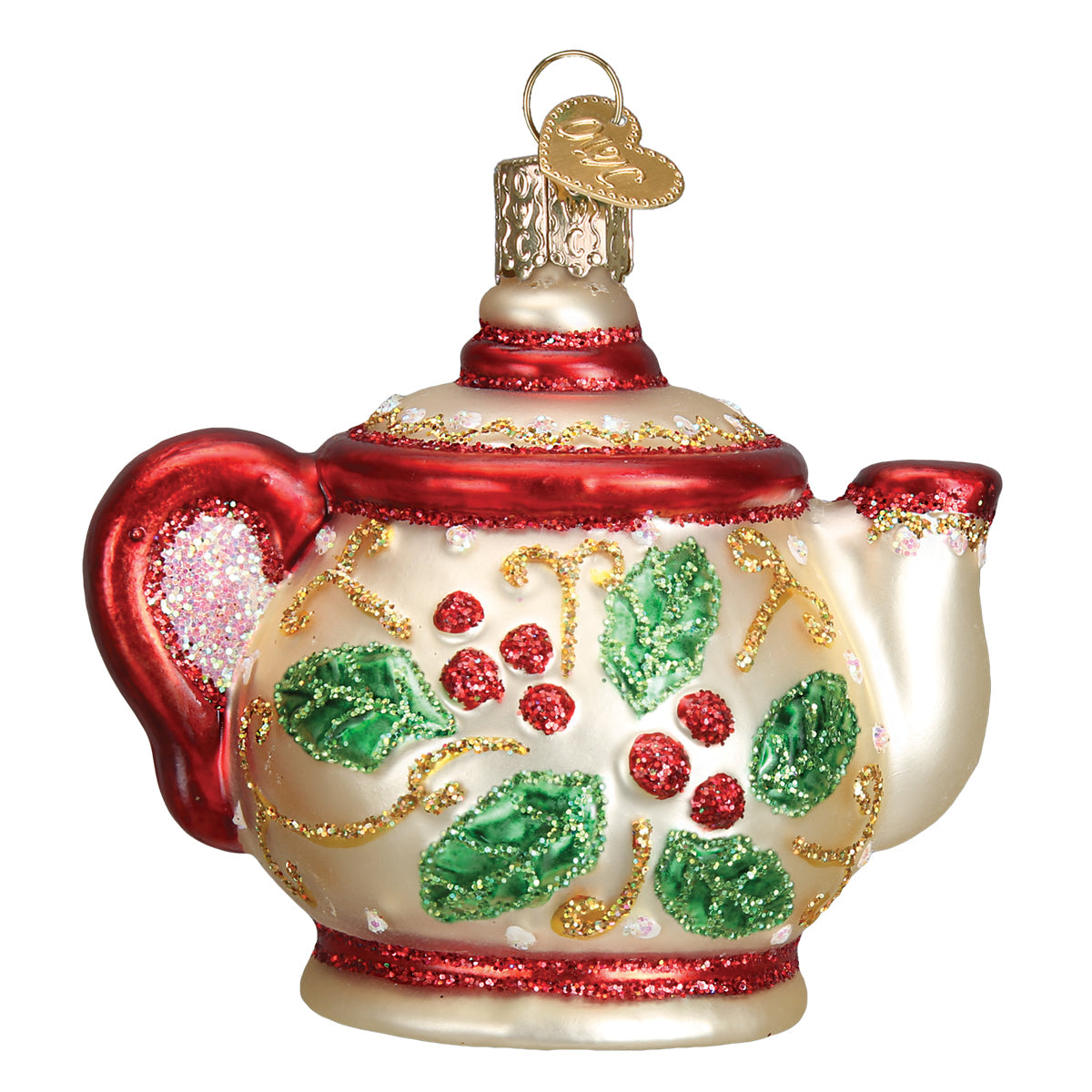 Holly Teapot Ornament Old World Christmas