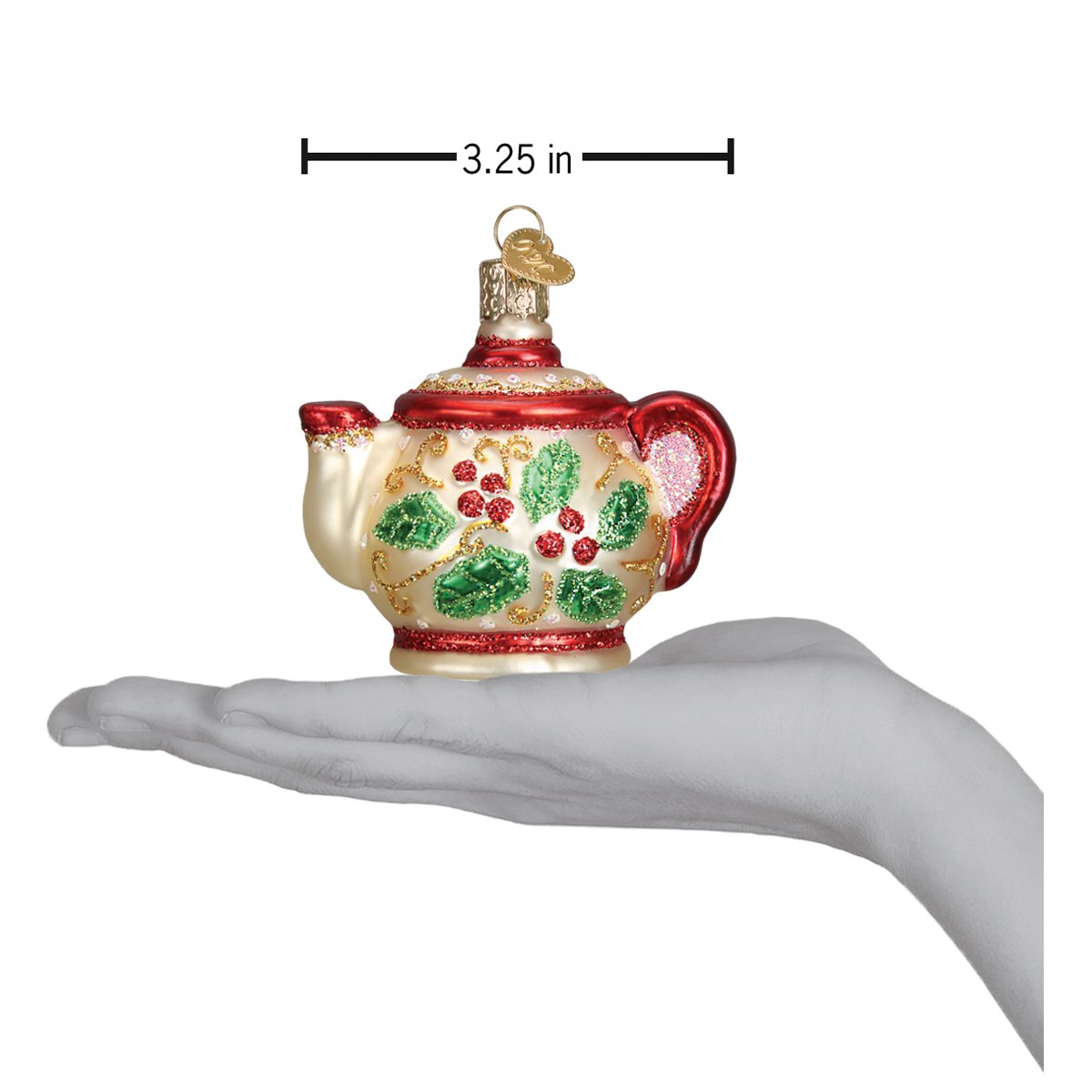 Holly Teapot Ornament Old World Christmas