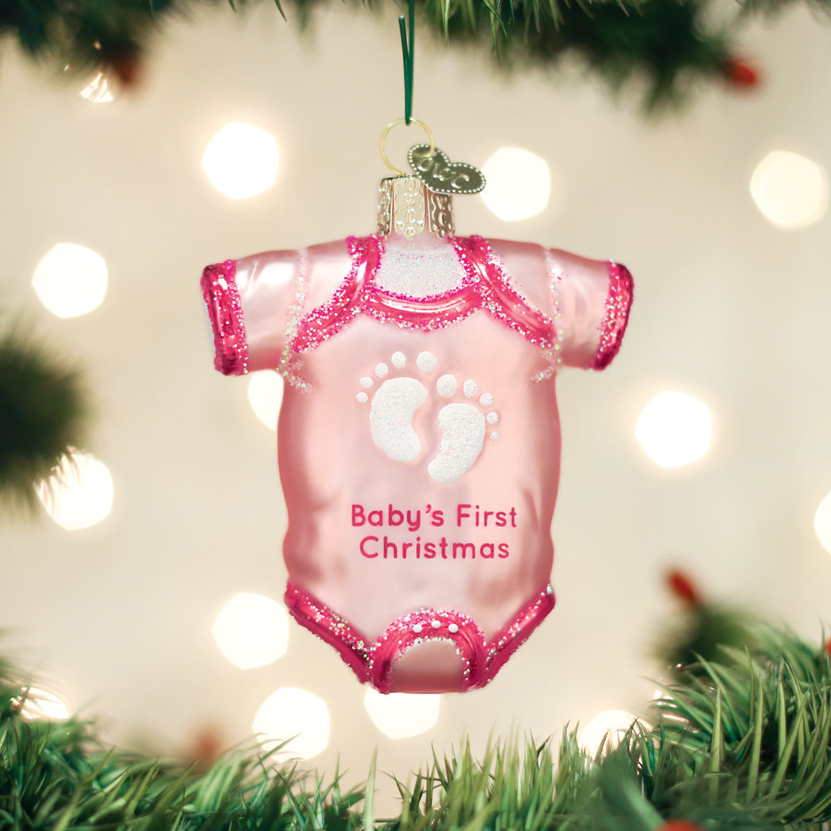 Pink Baby Onesie Ornament Old World Christmas