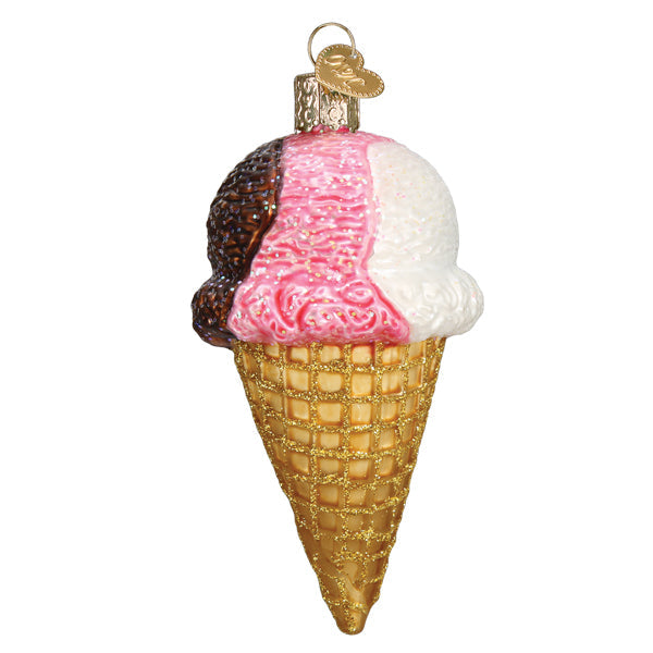 Neapolitan Ice Cream Cone Ornament Old World Christmas