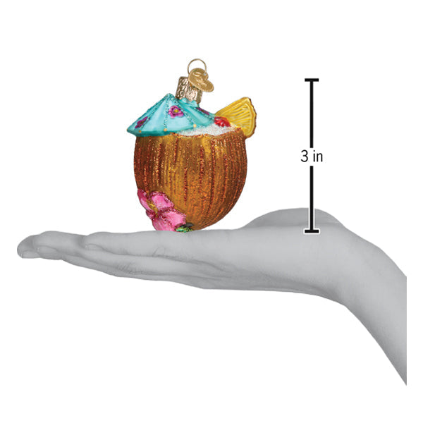 Tropical Coconut Drink Ornament Old World Christmas