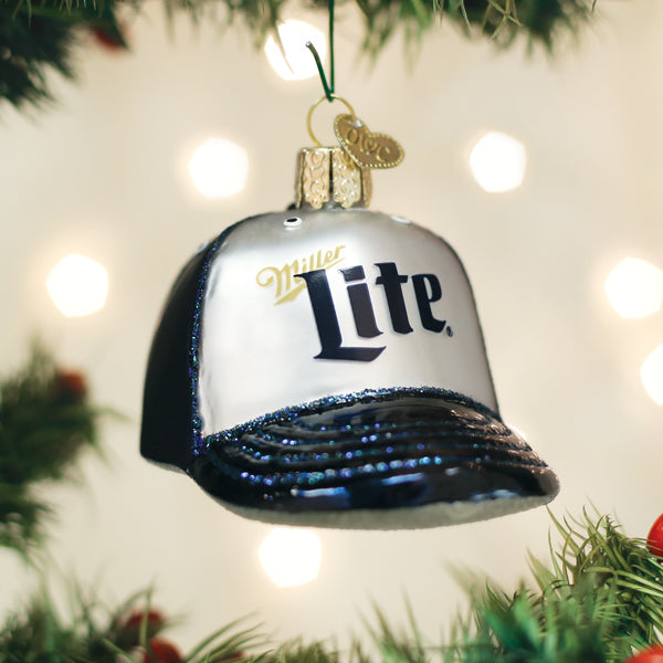 Miller Lite Baseball Cap Ornament Old World Christmas