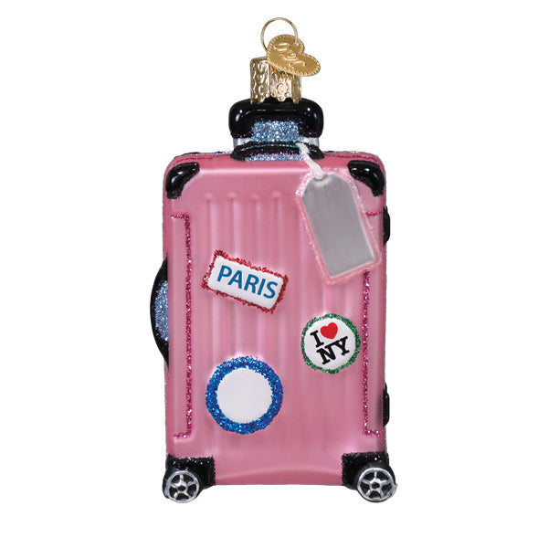 Pink Rolling Suitcase Ornament Old World Christmas