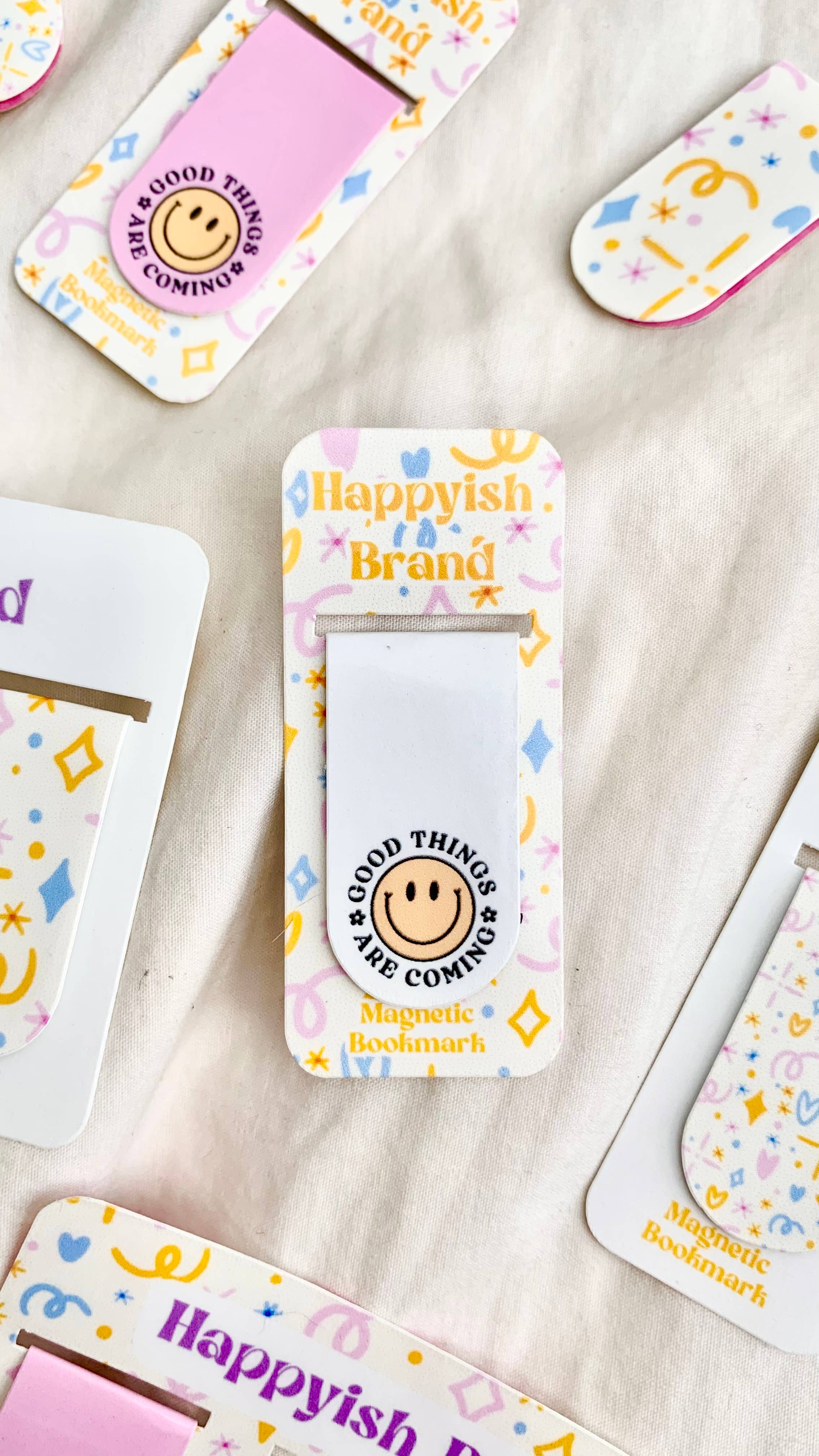 Smile Magnetic Bookmarks - Trendy Book & Planner Accessories: White Happyish Brand