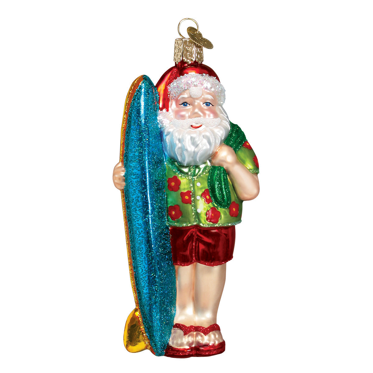 Surfer Santa Ornament Old World Christmas