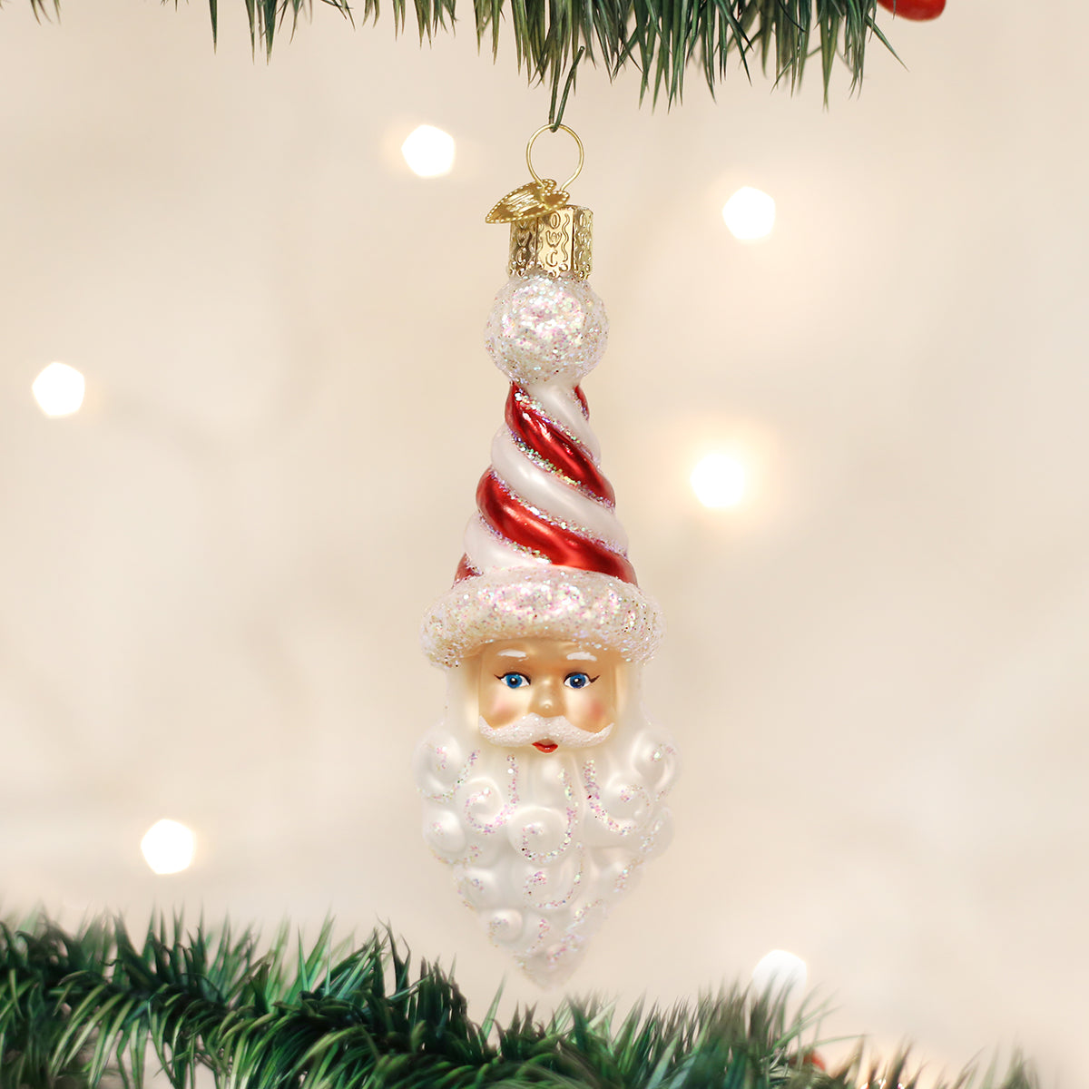 Peppermint Twist Santa Ornament Old World Christmas