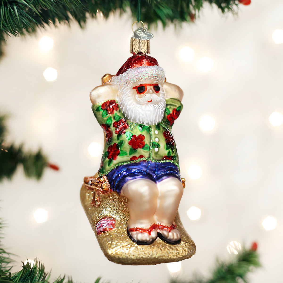 Sunning Santa Ornament Old World Christmas