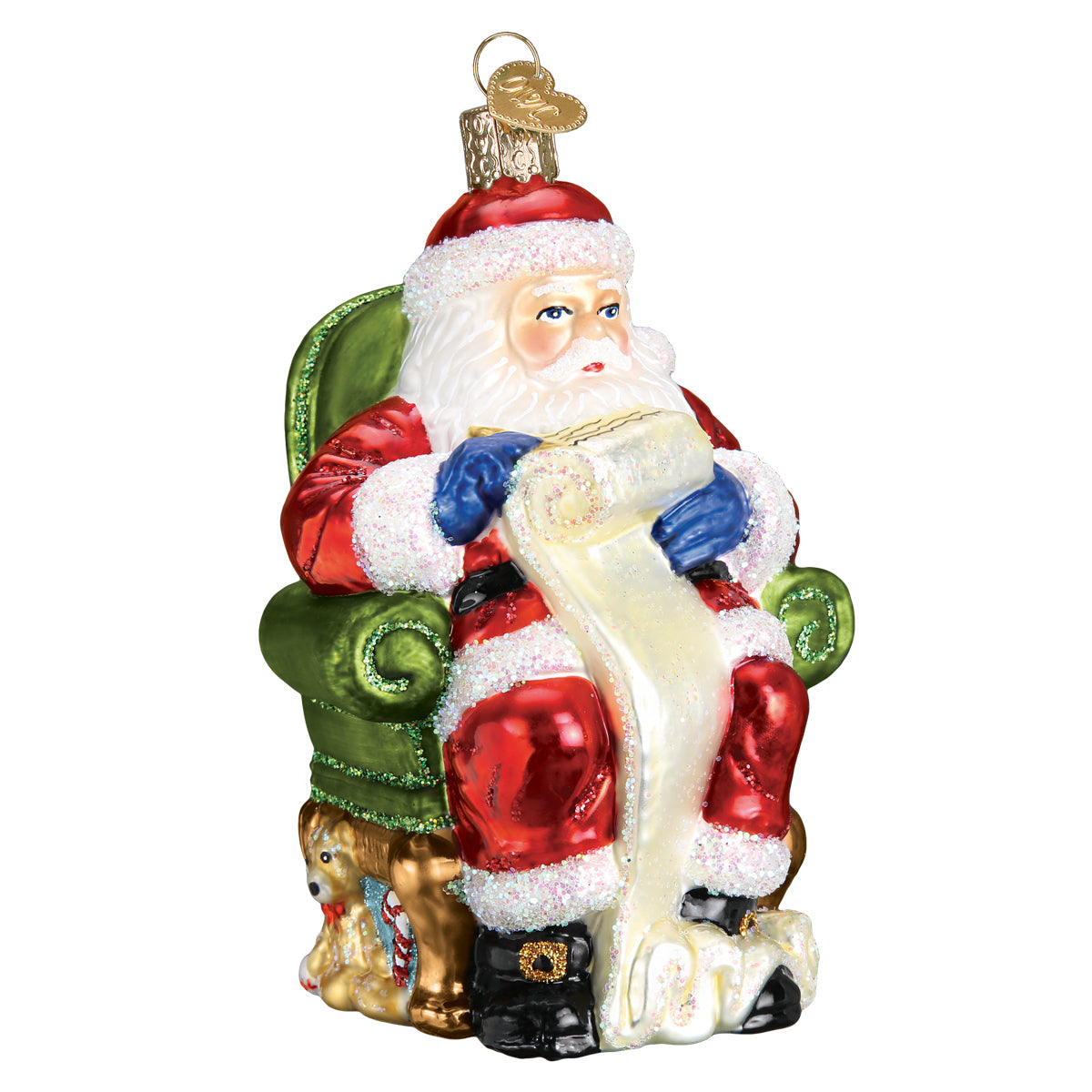 Santa Checking His List Ornament Old World Christmas