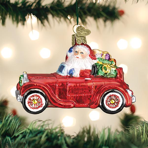 Santa In Antique Car Ornament Old World Christmas