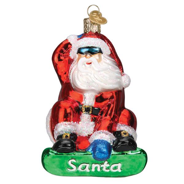 Snowboarding Santa Ornament Old World Christmas