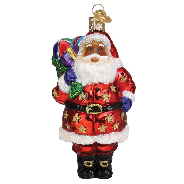 Jolly African American Santa Ornament Old World Christmas