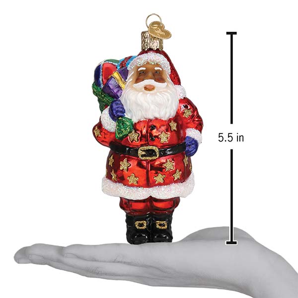 Jolly African American Santa Ornament Old World Christmas