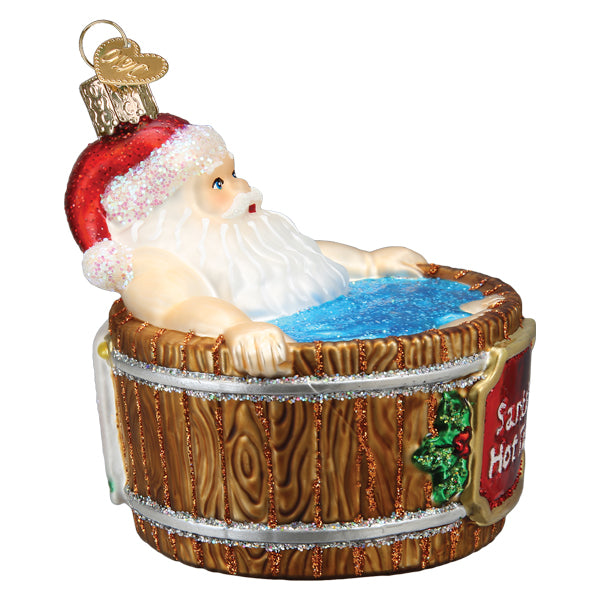 Santa's Hot Tub Ornament Old World Christmas