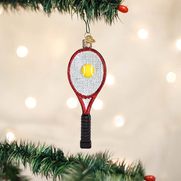 Red Tennis Racquet Ornament Old World Christmas