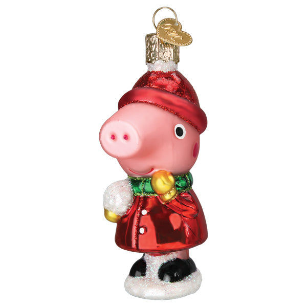Peppa Pig With Snowball Ornament Old World Christmas