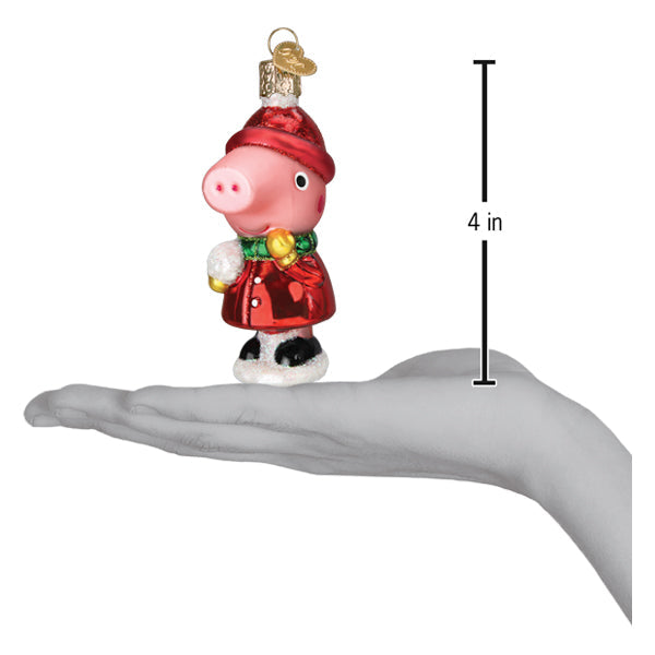 Peppa Pig With Snowball Ornament Old World Christmas