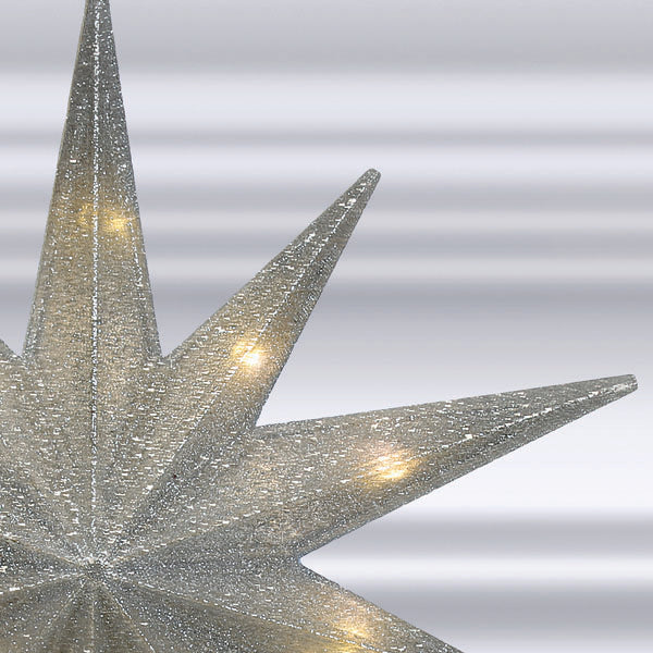 12" Lit Silver Glitter Star Tree Topper Old World Christmas