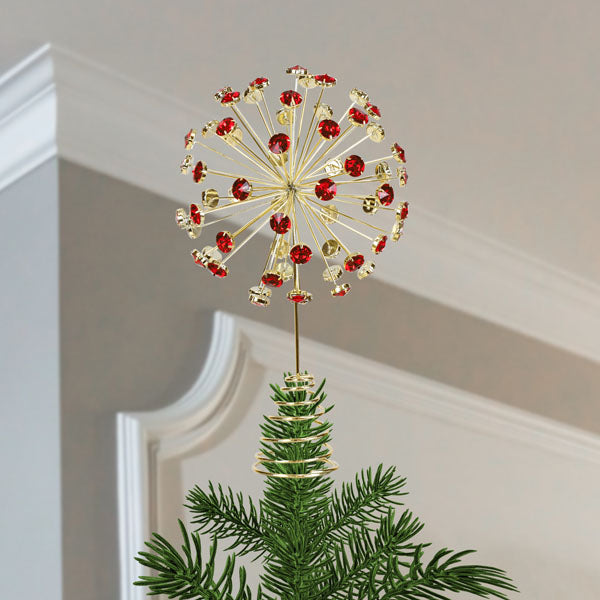 12" Red Crystal Burst Tree Topper Old World Christmas