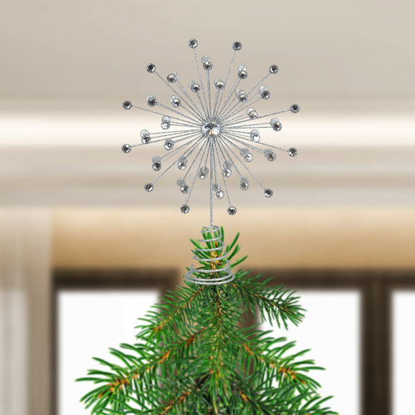 13" Silver Crystal Burst Tree Topper Old World Christmas