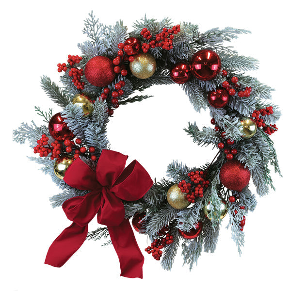 24" Holiday Splendor Red And Gold Aspen Wreath Old World Christmas