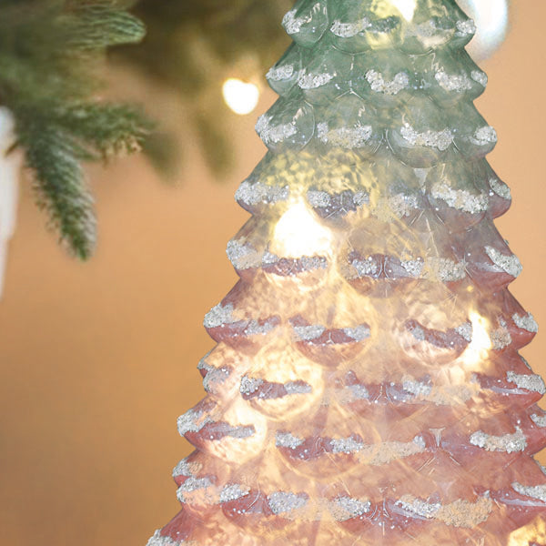 14" Lit Pink Glass Tabletop Tree Old World Christmas